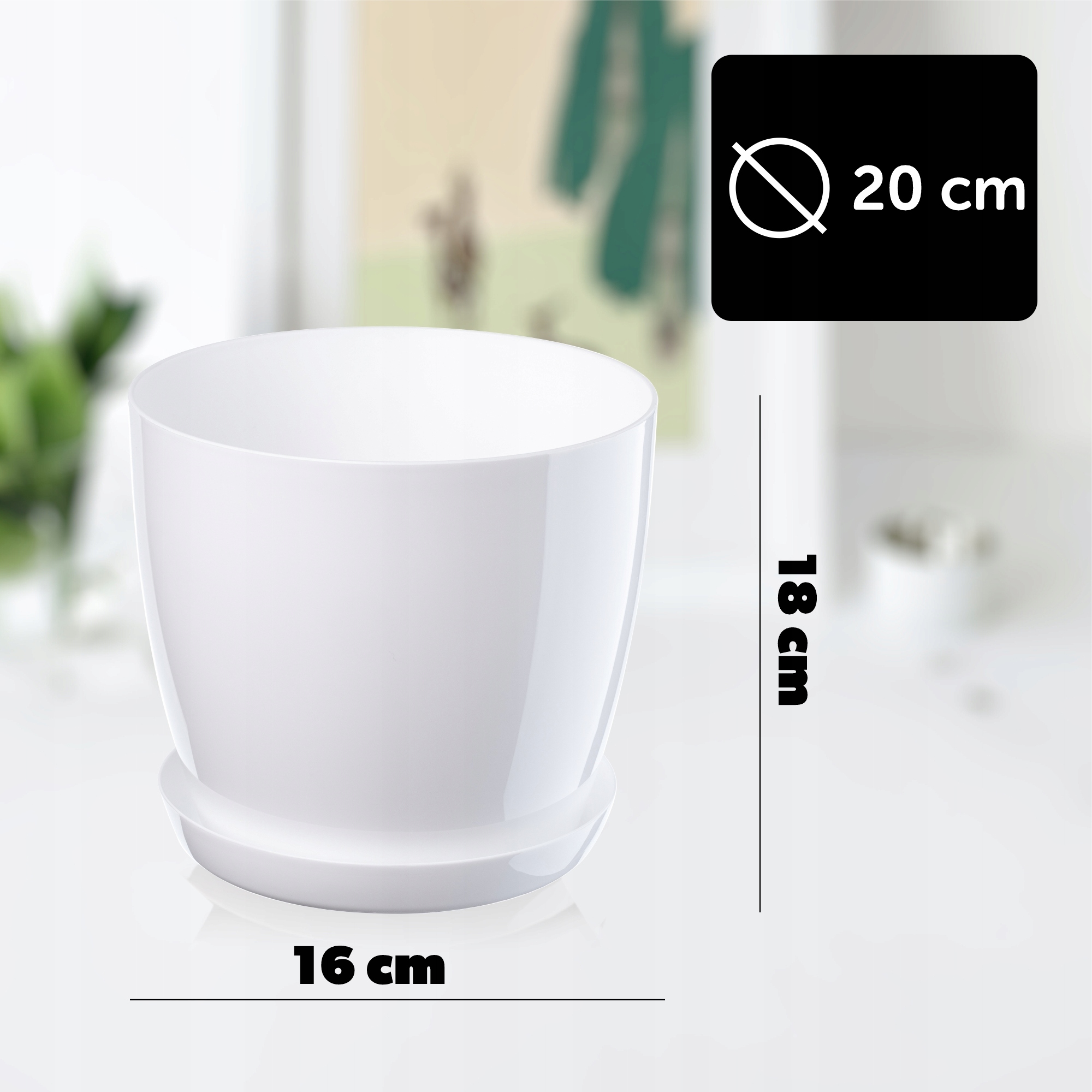 DONICZKA Z PODSTAWKĄ PLASTIKOWA OSŁONKA DONICA 20cm BIAŁA NA KWIATY KADAX Marka Kadax