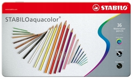 Pastelky akvarelové 36-kol.AQACOL.met-p., Stabilo
