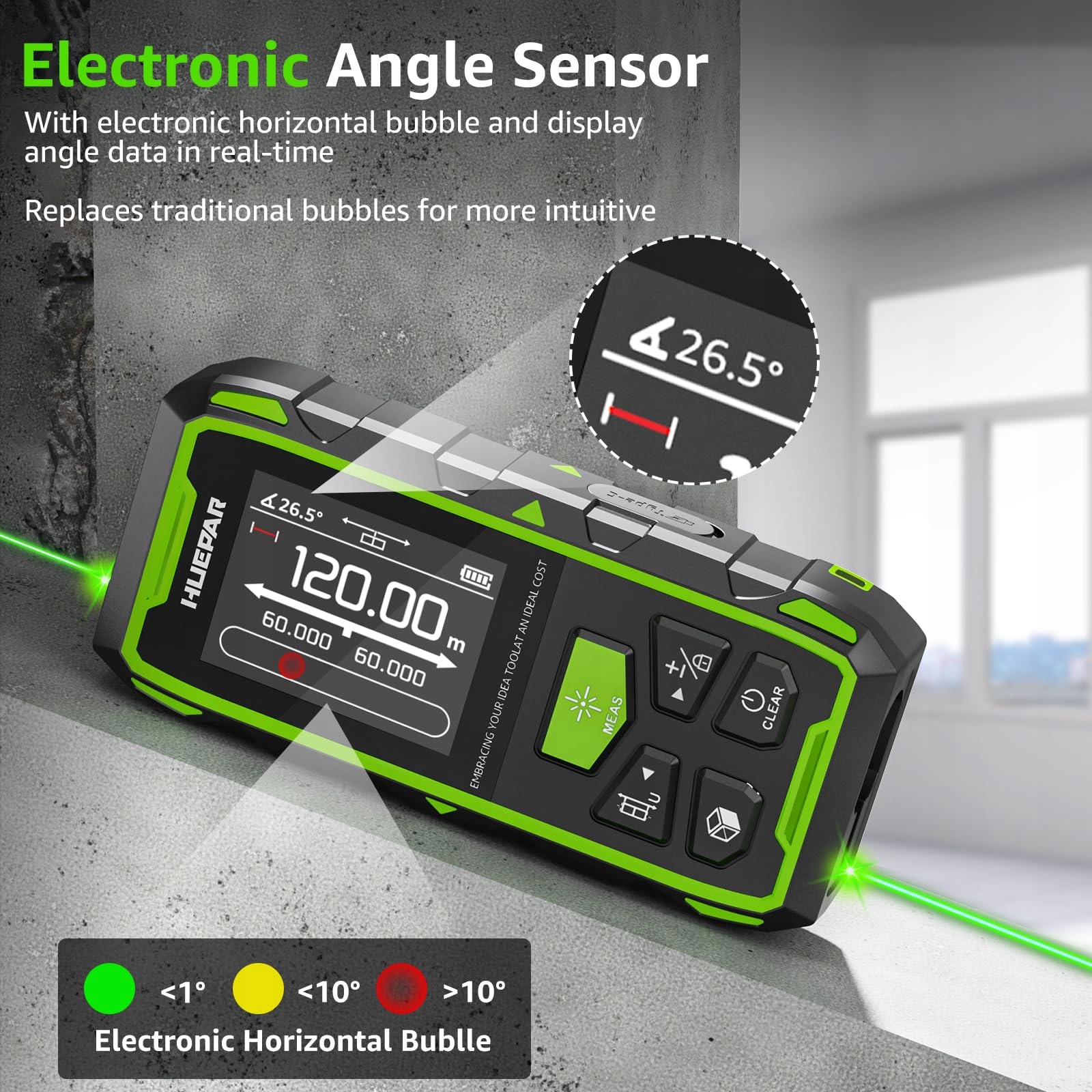 HUEPAR Zielownik Laserowy 120M wyświetlaczem LCD trybem pitagorejskim — miniatura 5