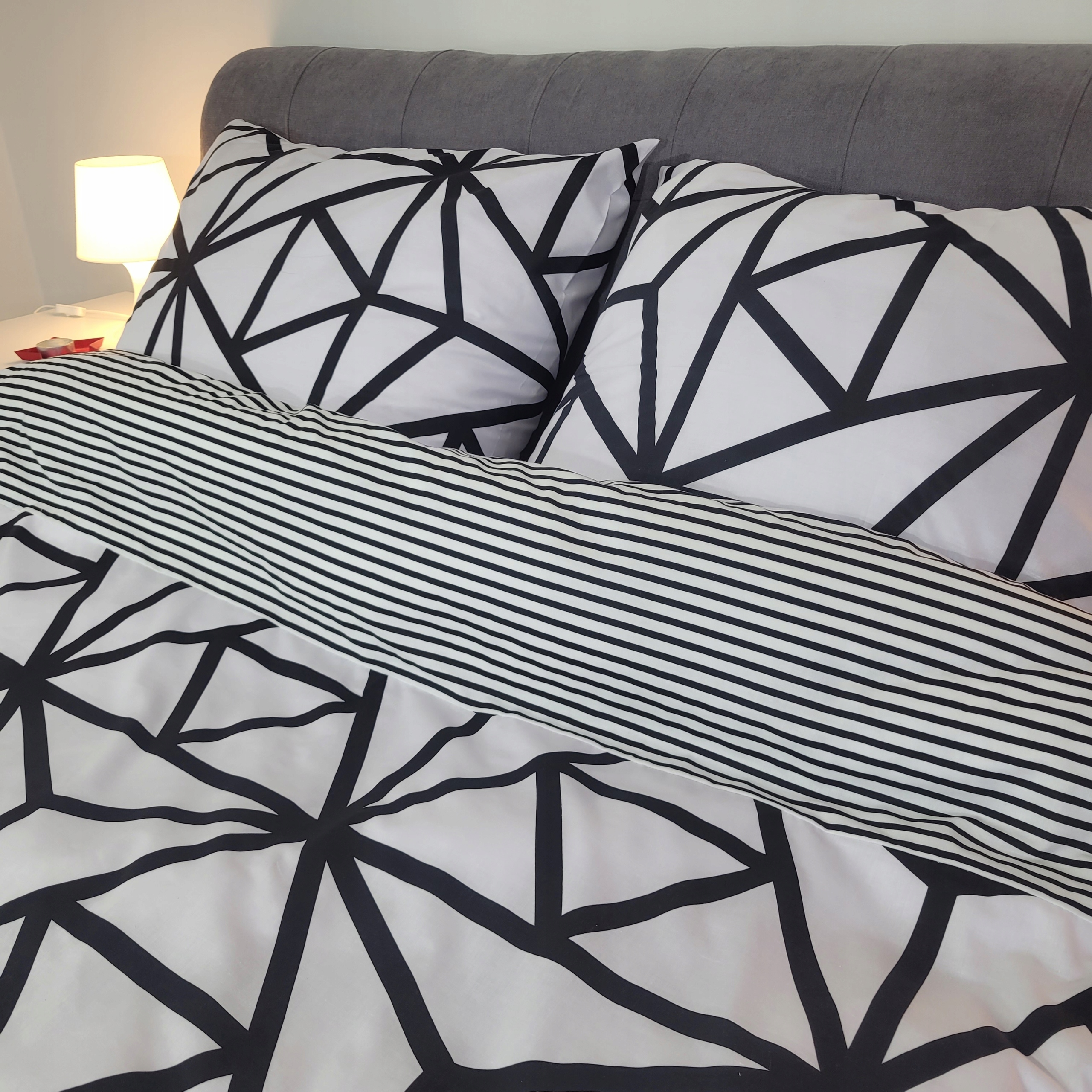 POŚCIEL 180x200 BAWEŁNA 100% CZARNA PAJĘCZYN PASKI Marka EL-TEX