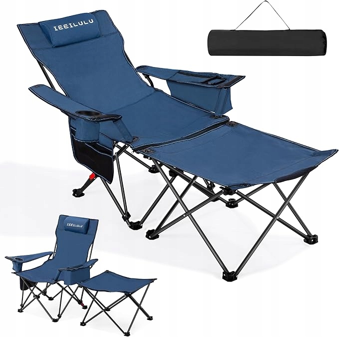 Ieeilulu Krzesło kempingowe, składane, kempingowe, 2 w 1, obciążenie 130 kg