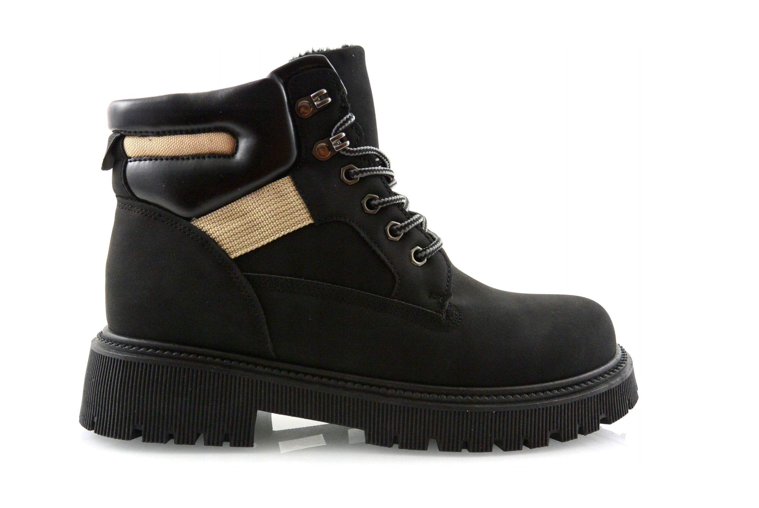 CZARNE ZIMOWE MOCNO OCIEPLANE DAMSKIE ŚNIEGOWCE TRAPERY TREKKINGOWE 41