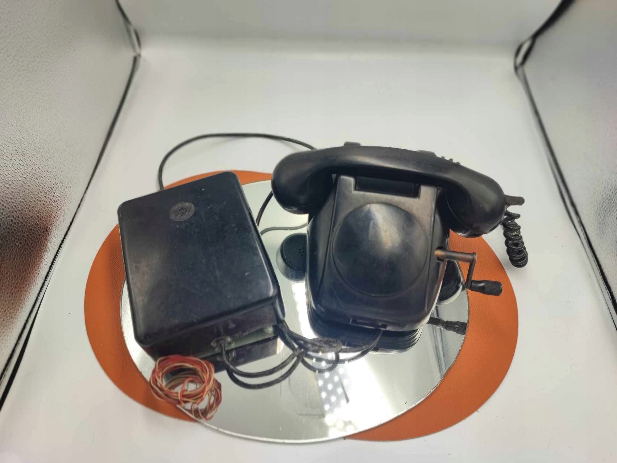 Bakelitowy telefon na korbkę,RWT,na wystrój,filmu