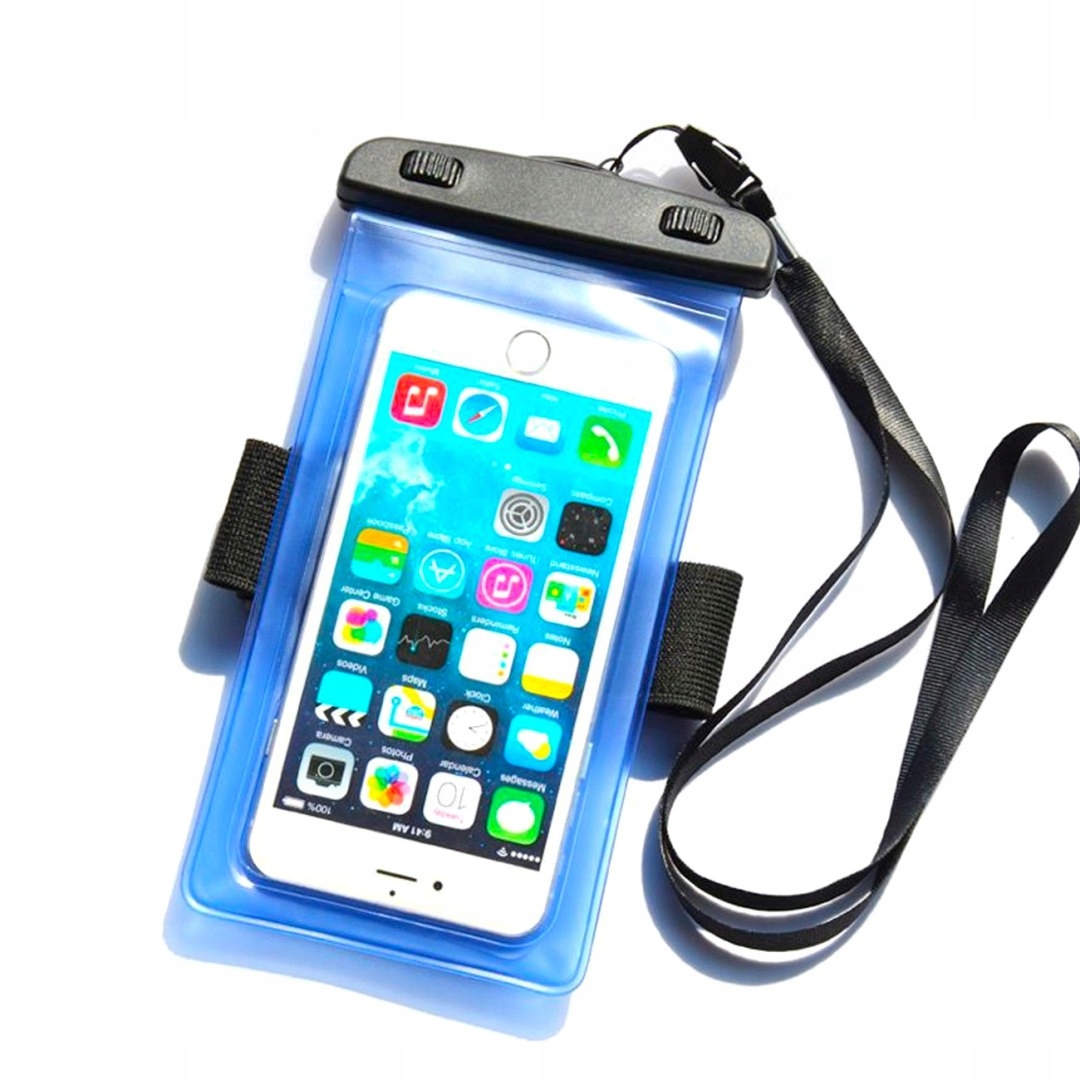 Wodoodporny pokrowiec etui do telefonu z opaską armband Pvc niebieskie
