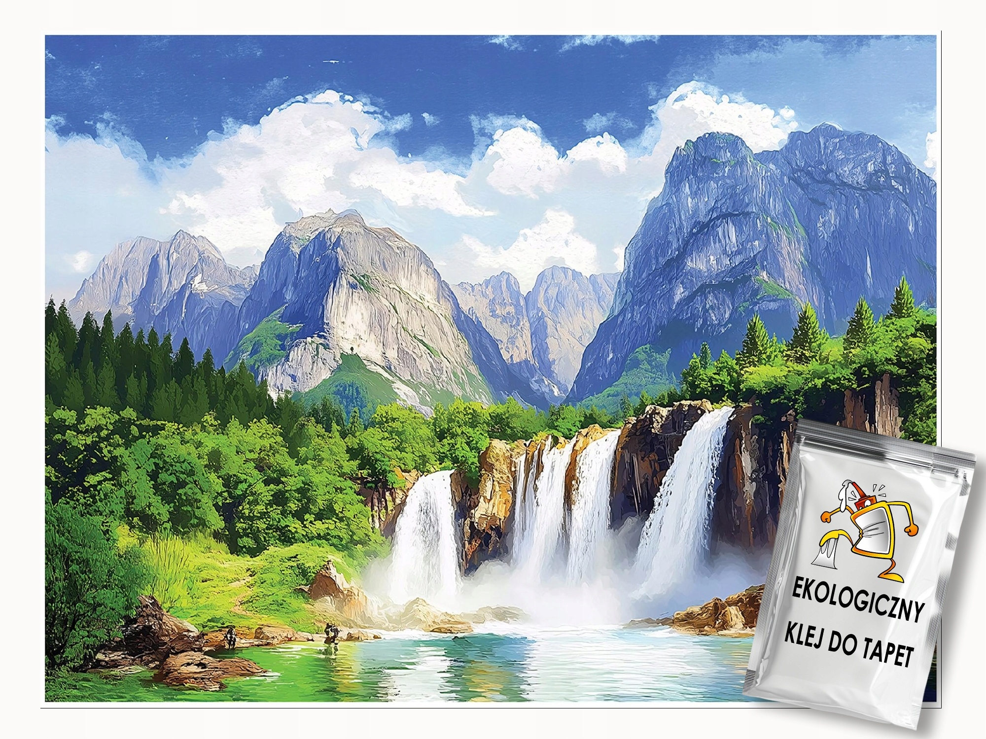 Fototapeta 3D Vodopád Hory Les Příroda Na Zeď Ložnice Obývací Pokoj 200x140