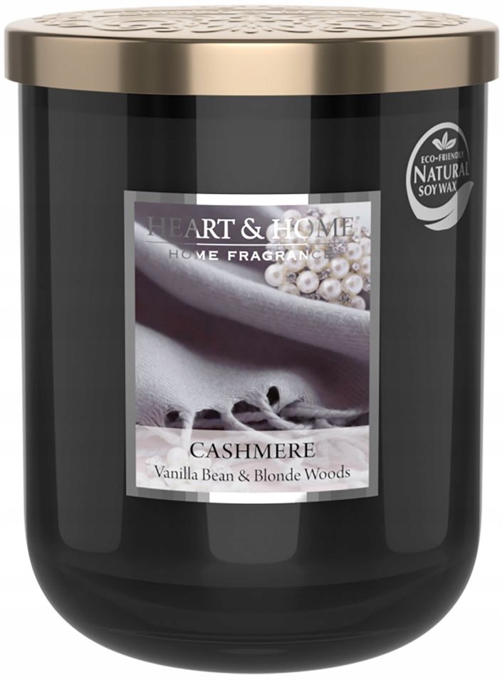 Velká Svíčka Heart & Home Cashmere Vanilla Bean & Blonde Woods Sójová Svíčka