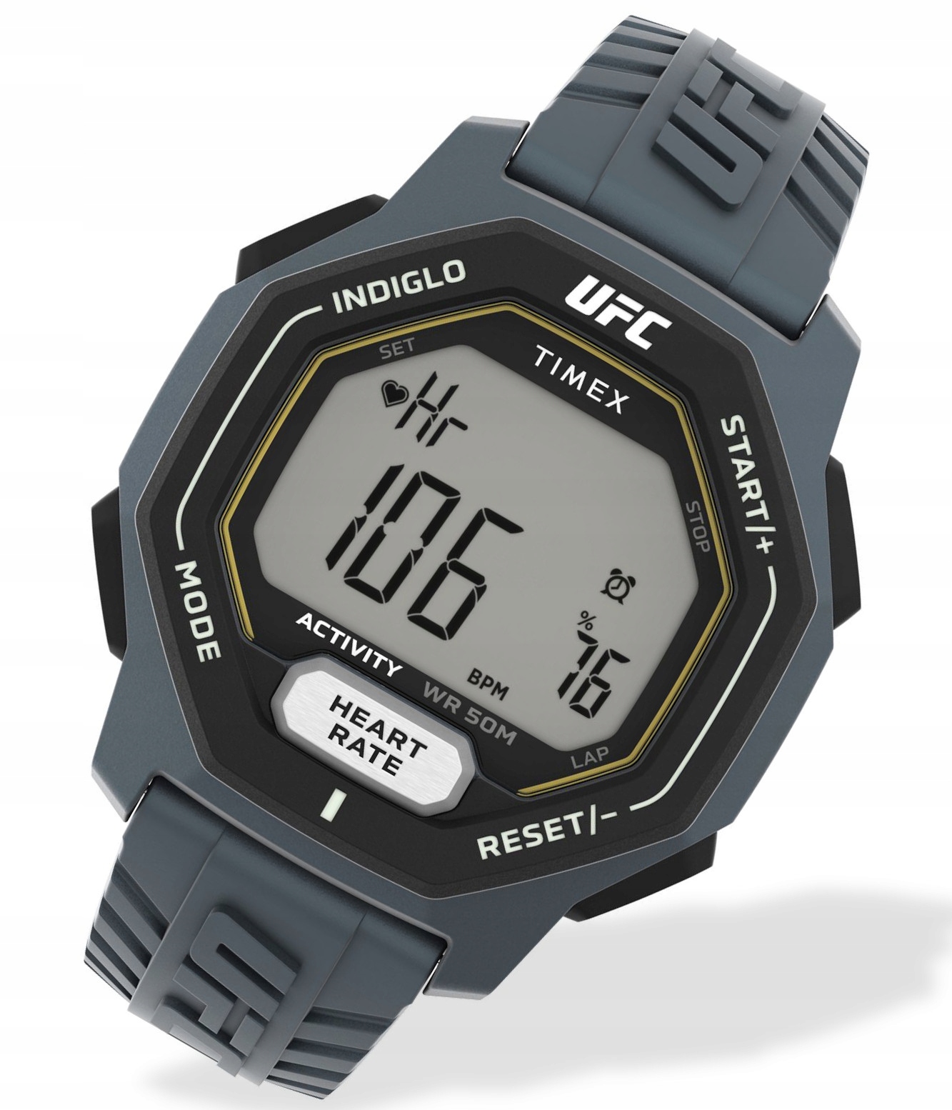 Modrošedé pánské sportovní hodinky na řemínku Timex Ufc TW2V83900 Gravírování