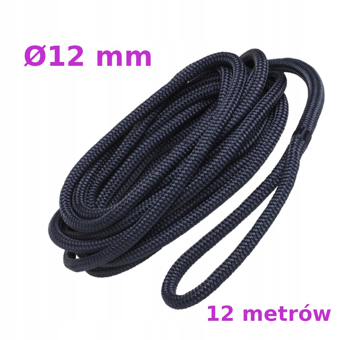 Uvazovací lano modré 12 mm 12 m s 16-spletovou smyčkou