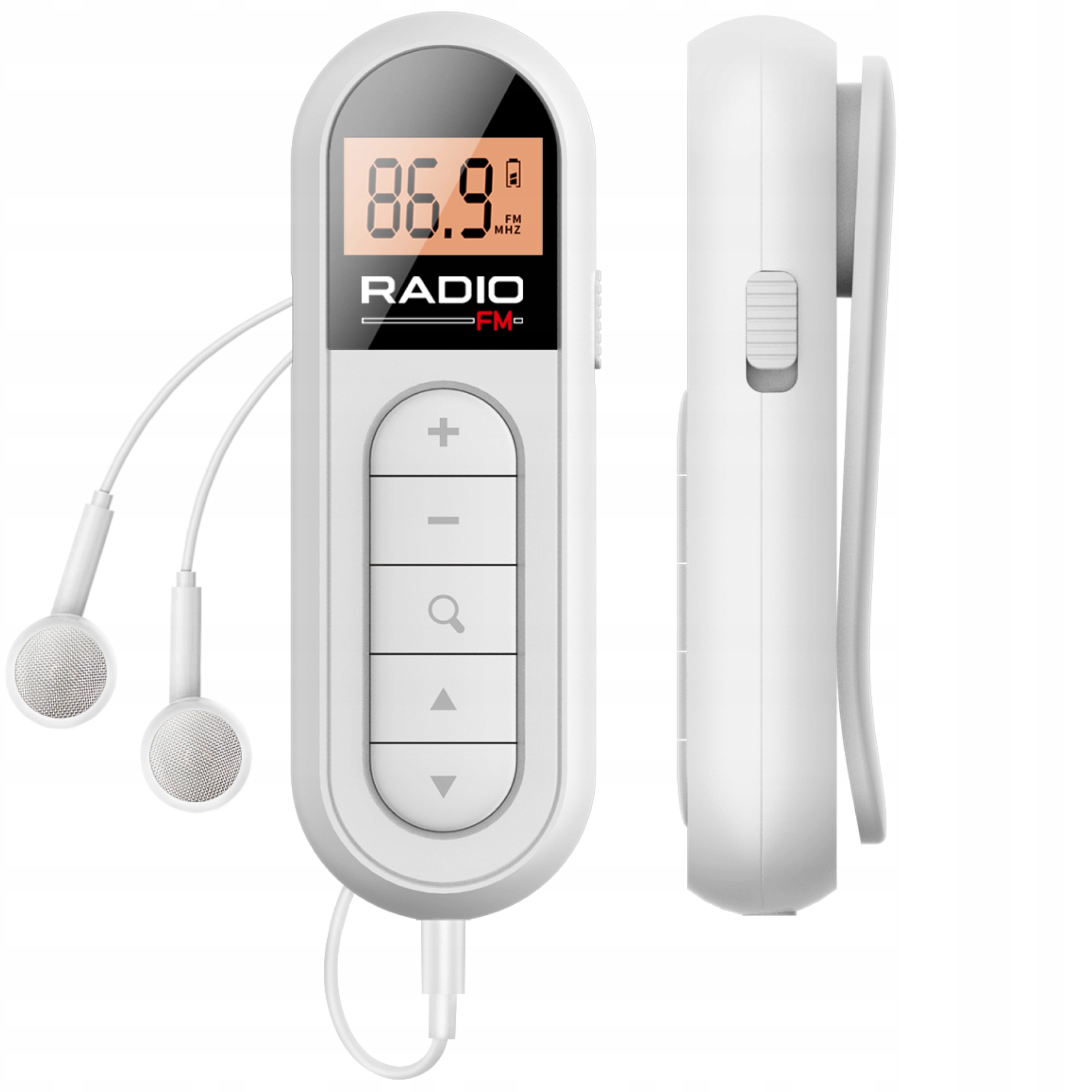 MAŁE KIESZONKOWE TURYSTYCZNE RADIO FM + SŁUCHAWKI USB-C MINIRADIO AUX