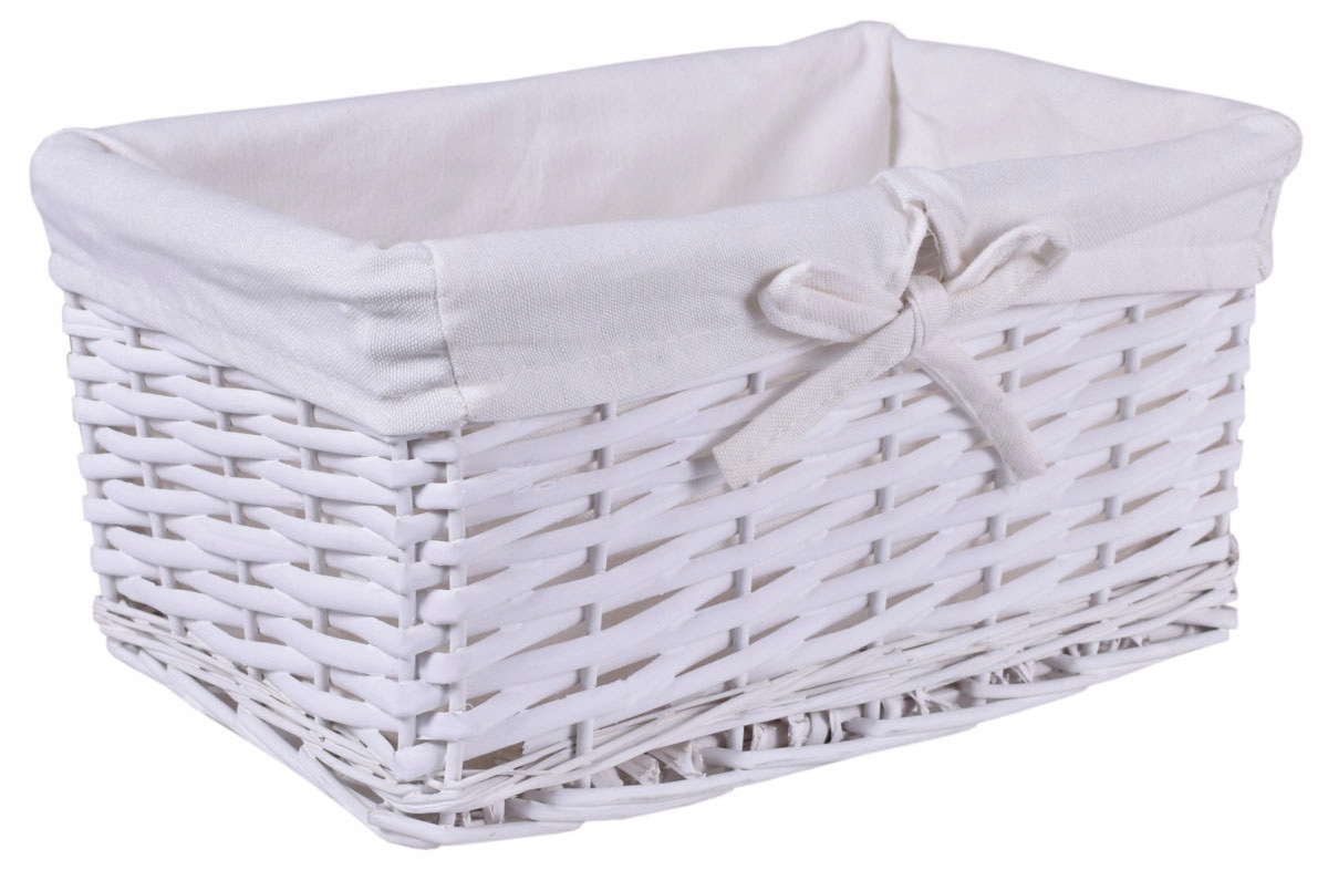 KOSZYK WIKLINOWY KOSZYCZEK POJEMNIK ORGANIZER DO ŁAZIENKI BIAŁY 30 cm