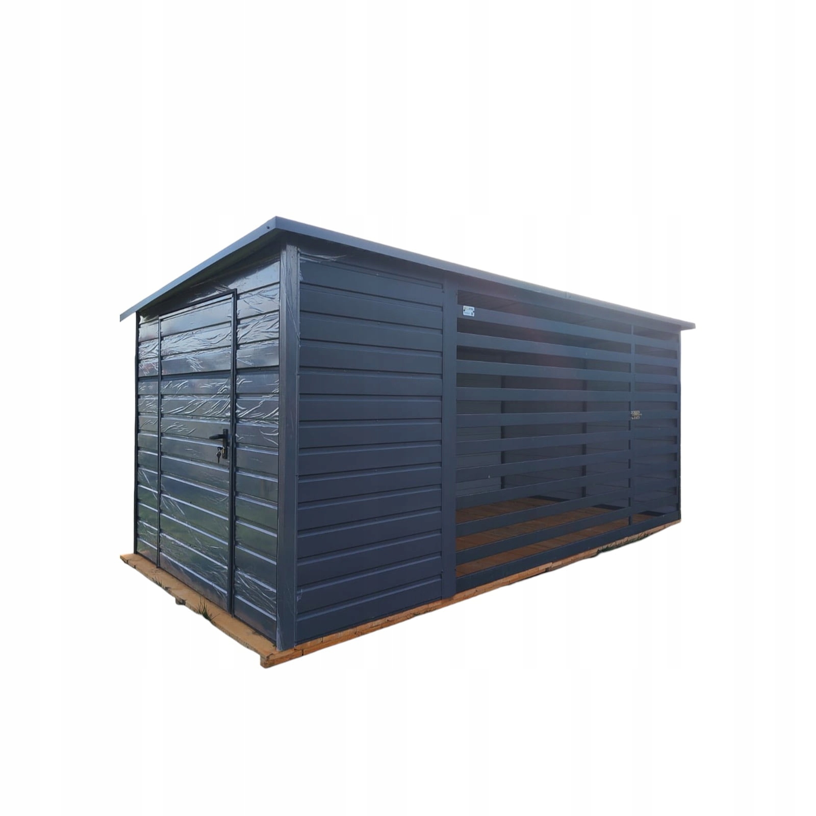 Levně Kotec box pro psa 4x2 m s úložným prostorem bezpečná, objemná, pevná, grafit matná