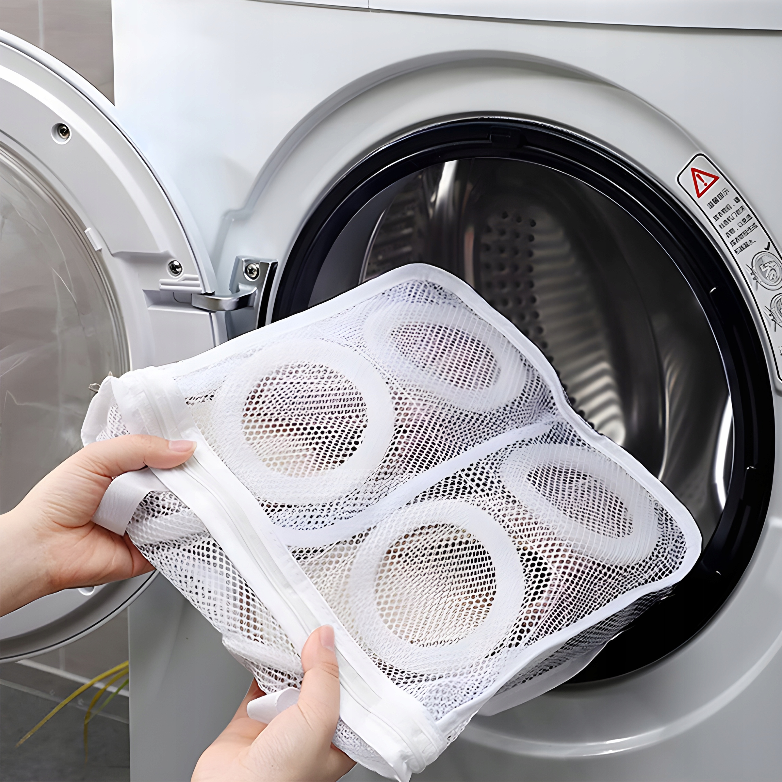 WOREK SIATKA DO PRANIA OBUWIA BUTÓW POJEMNA TORBA NA OBUWIE Z ZAMKIEM BIAŁA Materiał wykonania poliester