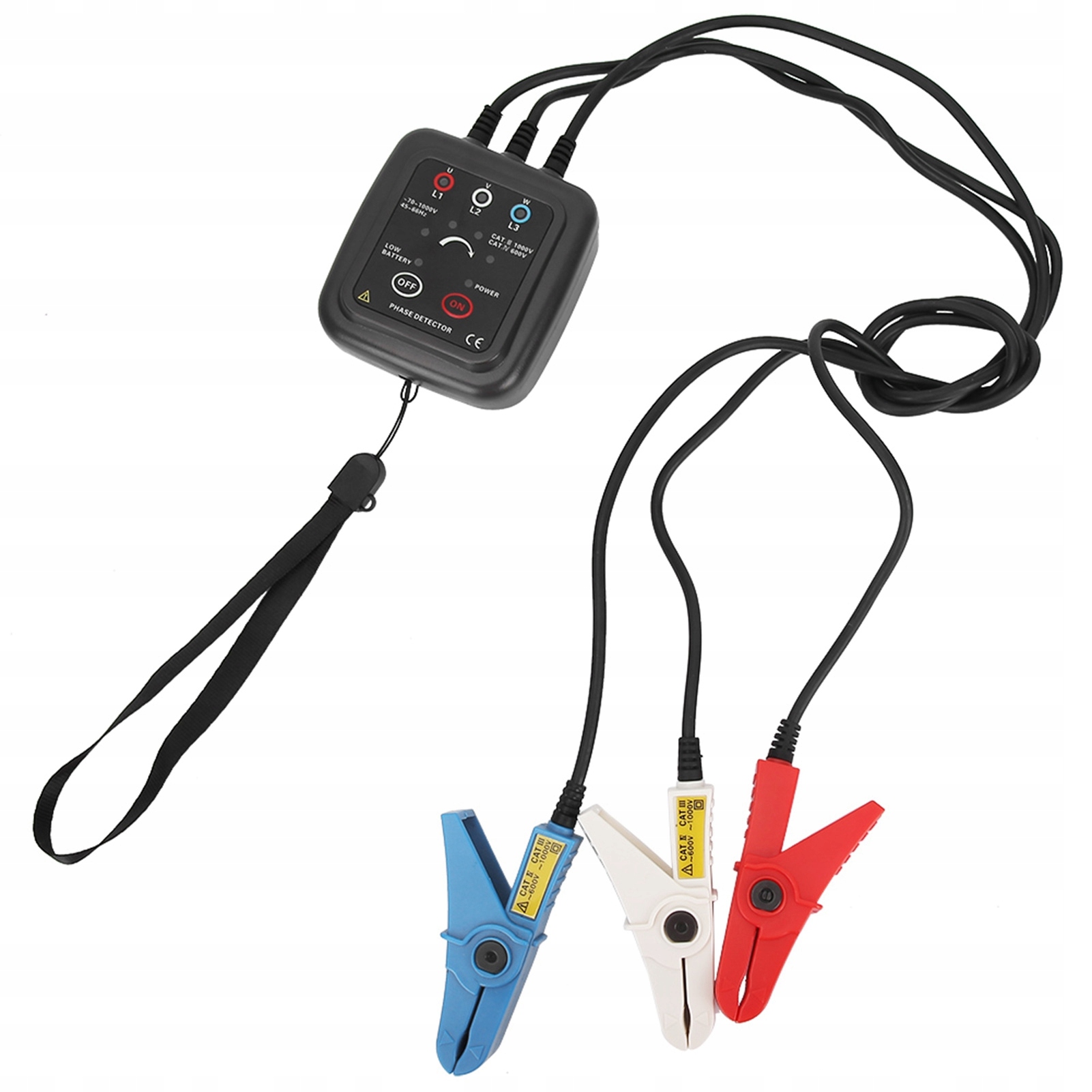 MIERNIK KOLEJNOŚCI FAZ BEZDOTYKOWY Z MAGNETYCZNĄ PODSTAWKĄ CAT III 1000V