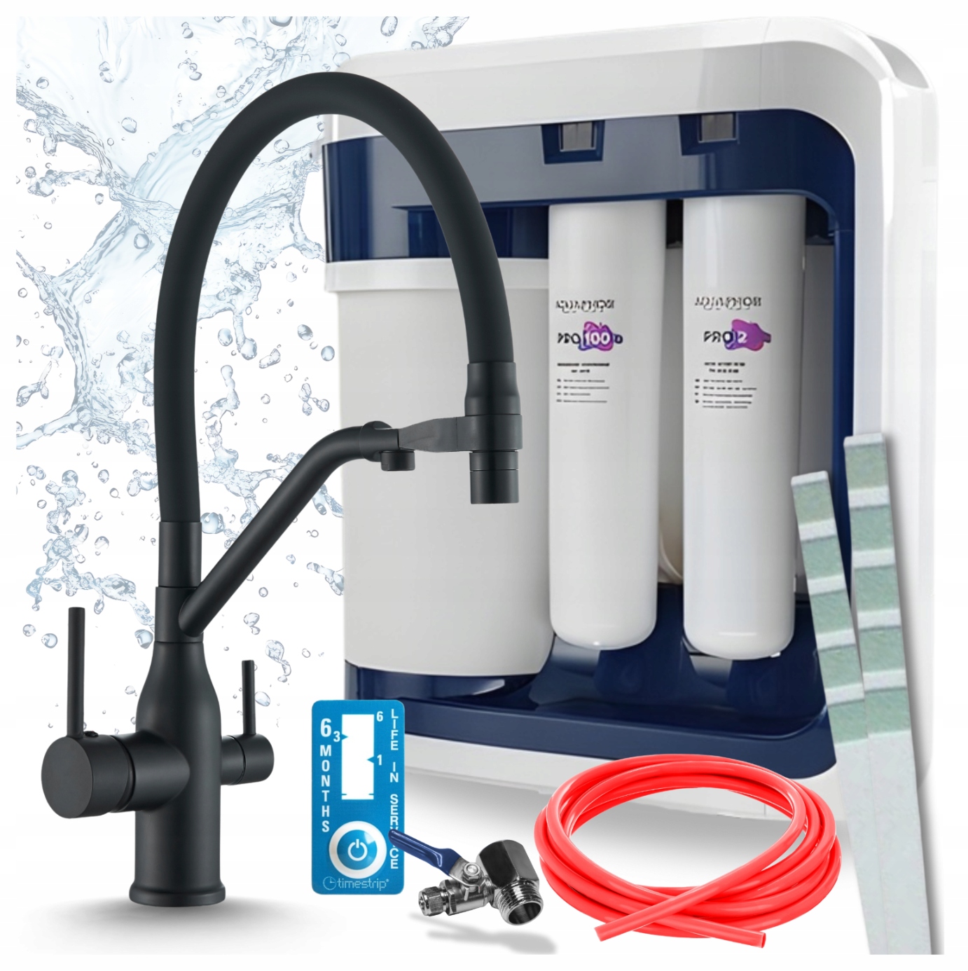 Kuchynský Kohútik Pružný Čierny Filter Aquaphor RO202S Pro Reverzná Osmóza