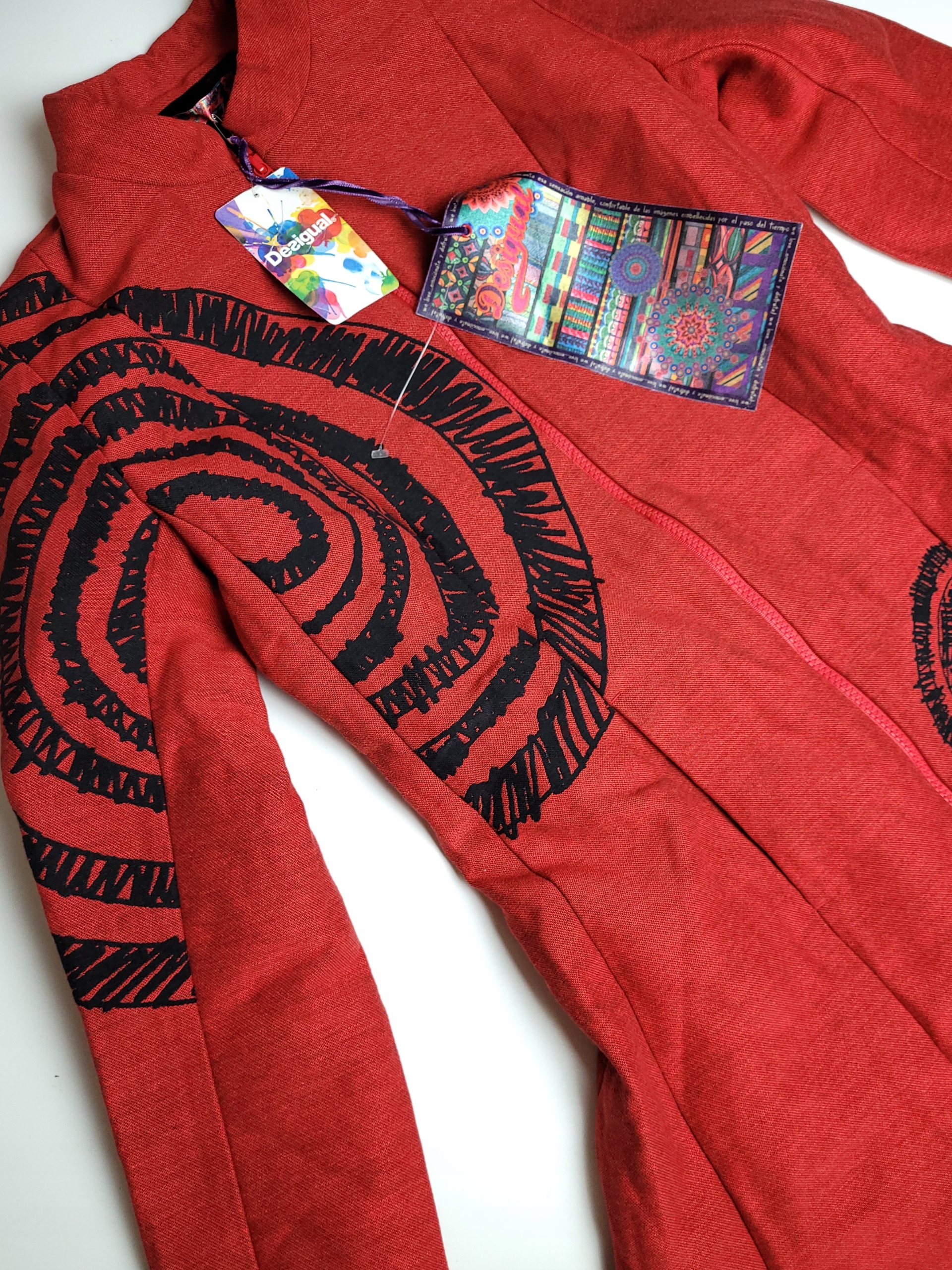 DESIGUAL unikatowy płaszcz E LOVE logo 36/38 Kolor czerwony