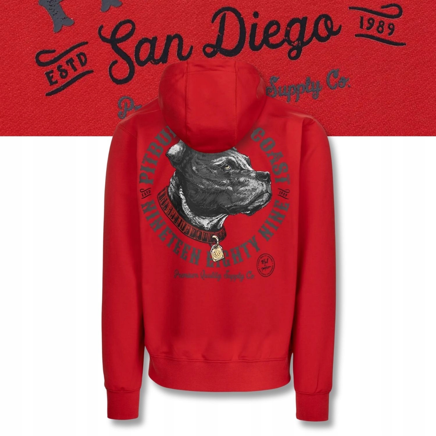 Pánská Mikina s kapucí Pitbull Strenght & Respect s potiskem na zádech M