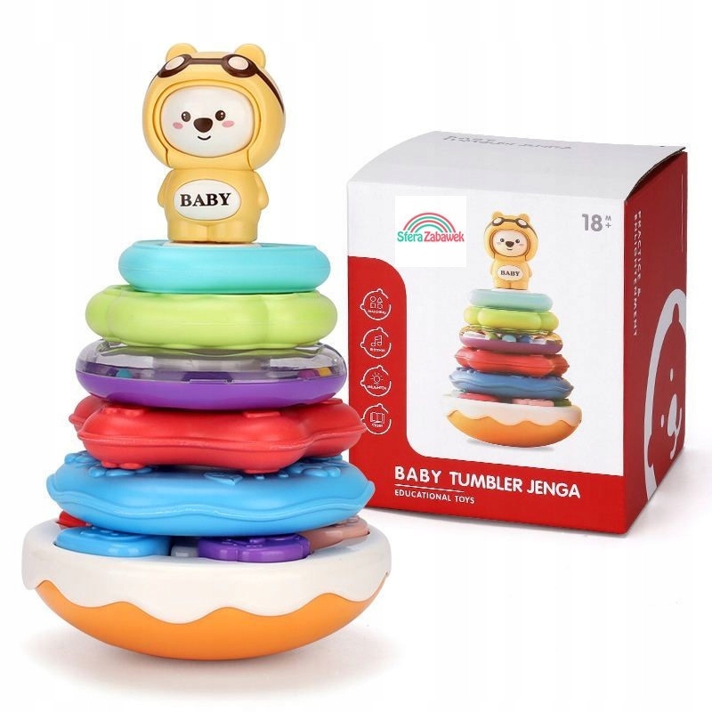 PIRAMIDKA WIEŻA INTERAKTYWNA GRZECHOTKA KSZTAŁTÓW KOLORÓW SORTER PIRAMIDA