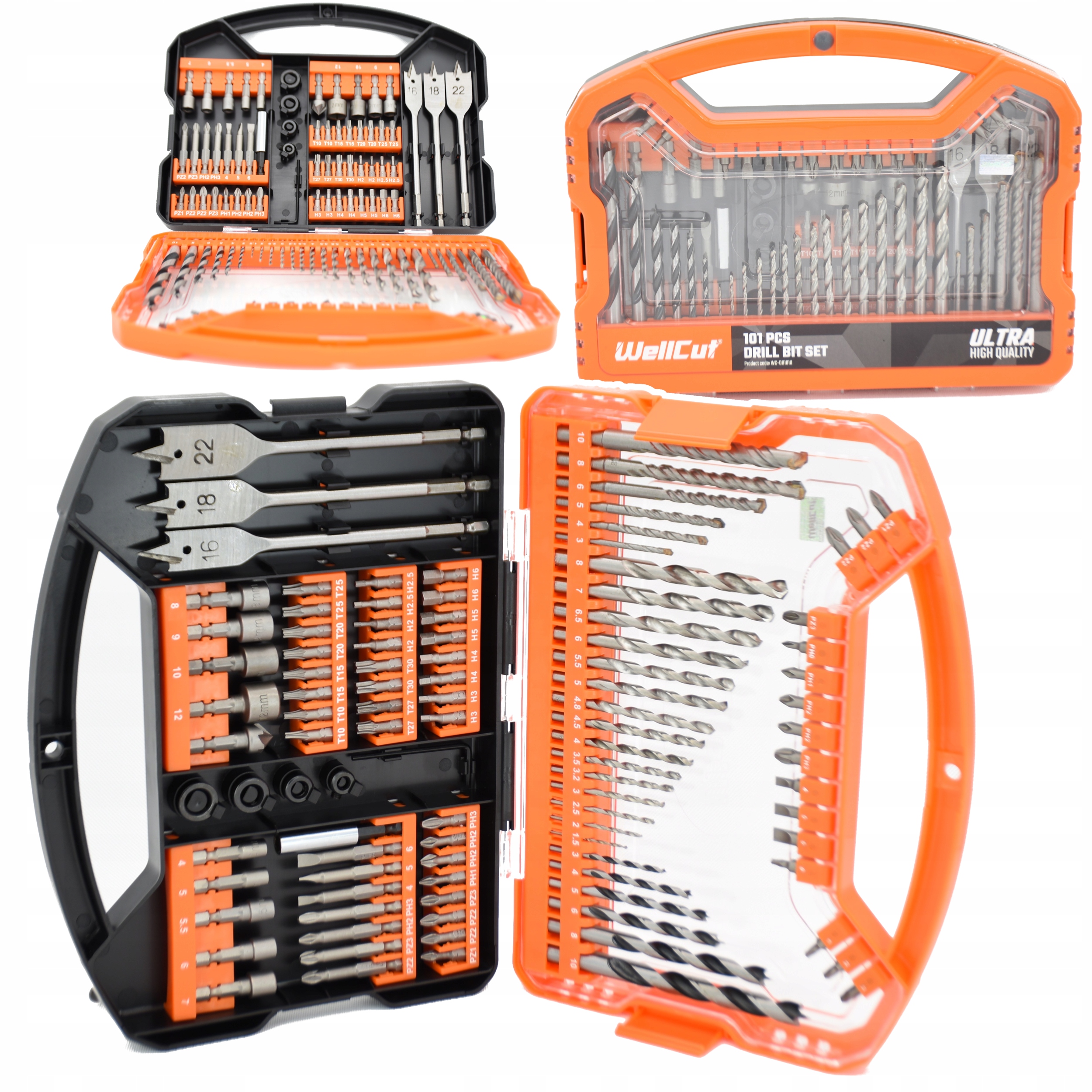 WellCut Zestaw wierteł i końcówek do wkrętaków 101-częściowy Jakość
