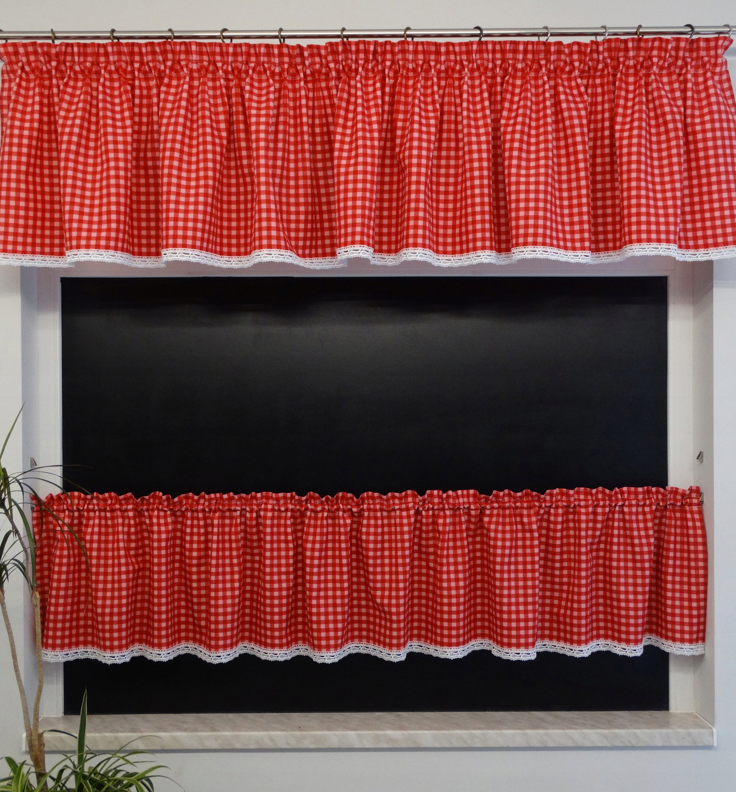 Mg Kpl Kuchnia mřížka Červená Guipure šitá 300