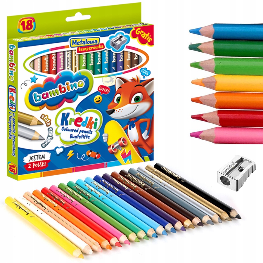 

Kredki Jumbo Grube Okrągłe Drewniane Bambino 18 Ko