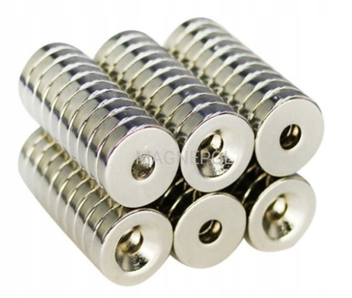 

Magnes Neodymowy 14x3 otw.9/4 Pod Wkręt 10szt N52