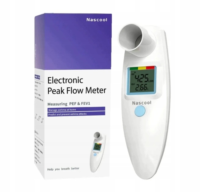 Spirometr Cyfrowy Pikflometr Pomiar Płuc Pef FEV1 Ustnik Do Nascool Smpf 3C
