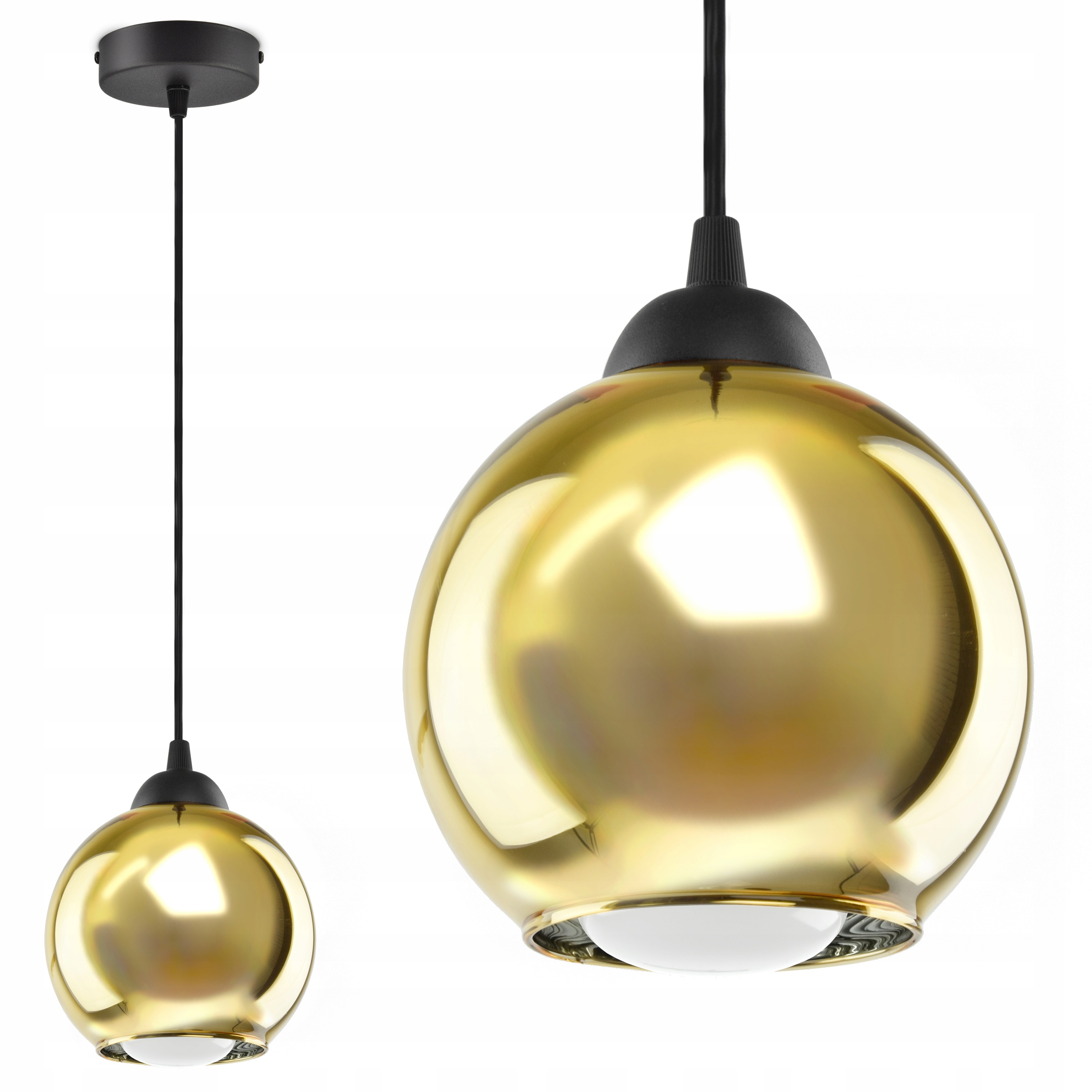 

Lampa Wisząca Sufitowa Złota Szklana Kula E27 843
