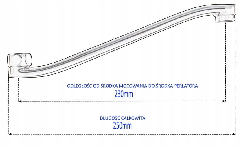 Wylewka 34 do baterii umywalkowej krótka 25 cm kształt fala mocowana od doł Linia LARK