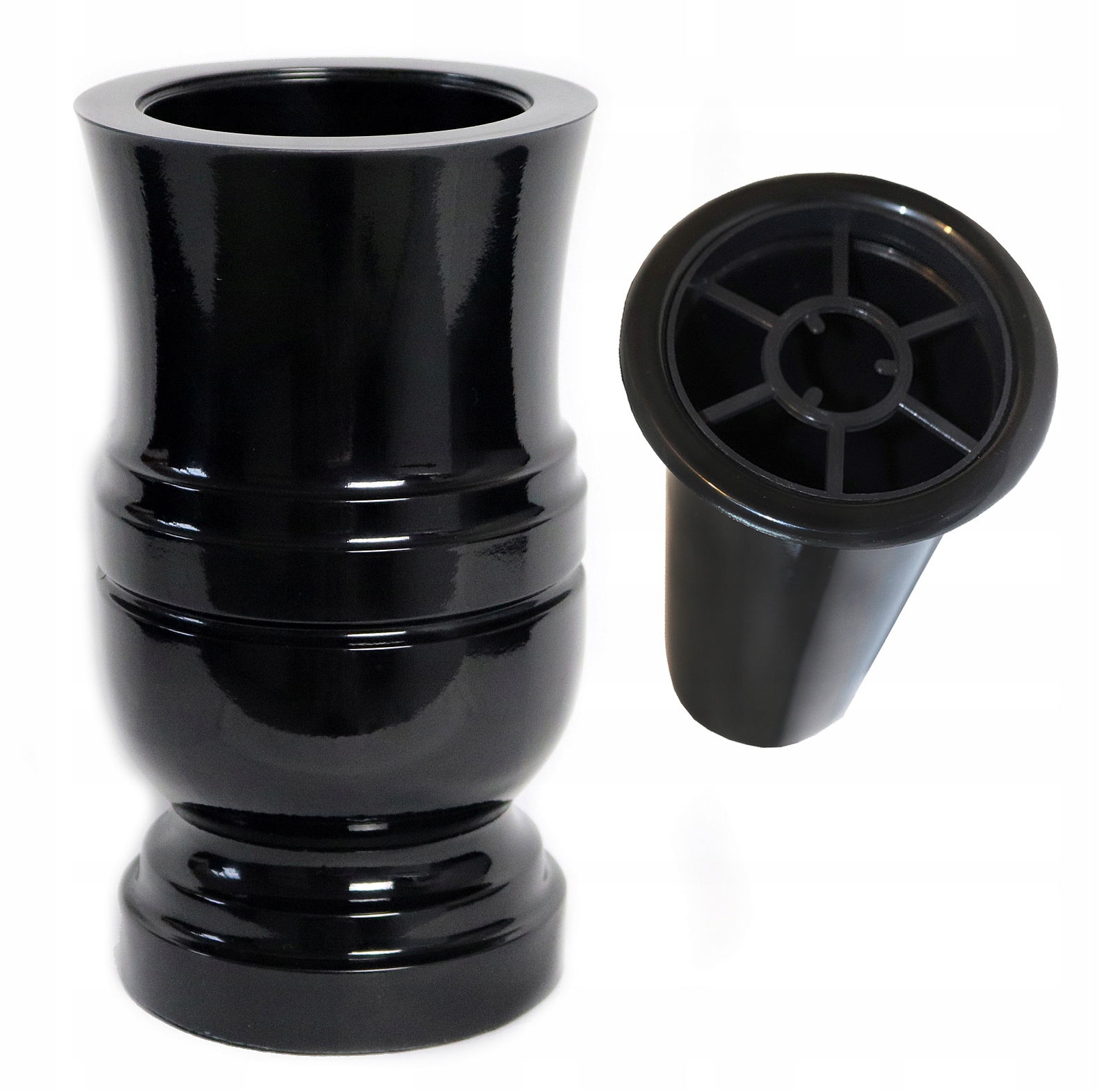 Wazon nagrobny W5 czarny - elegancki - ciężki