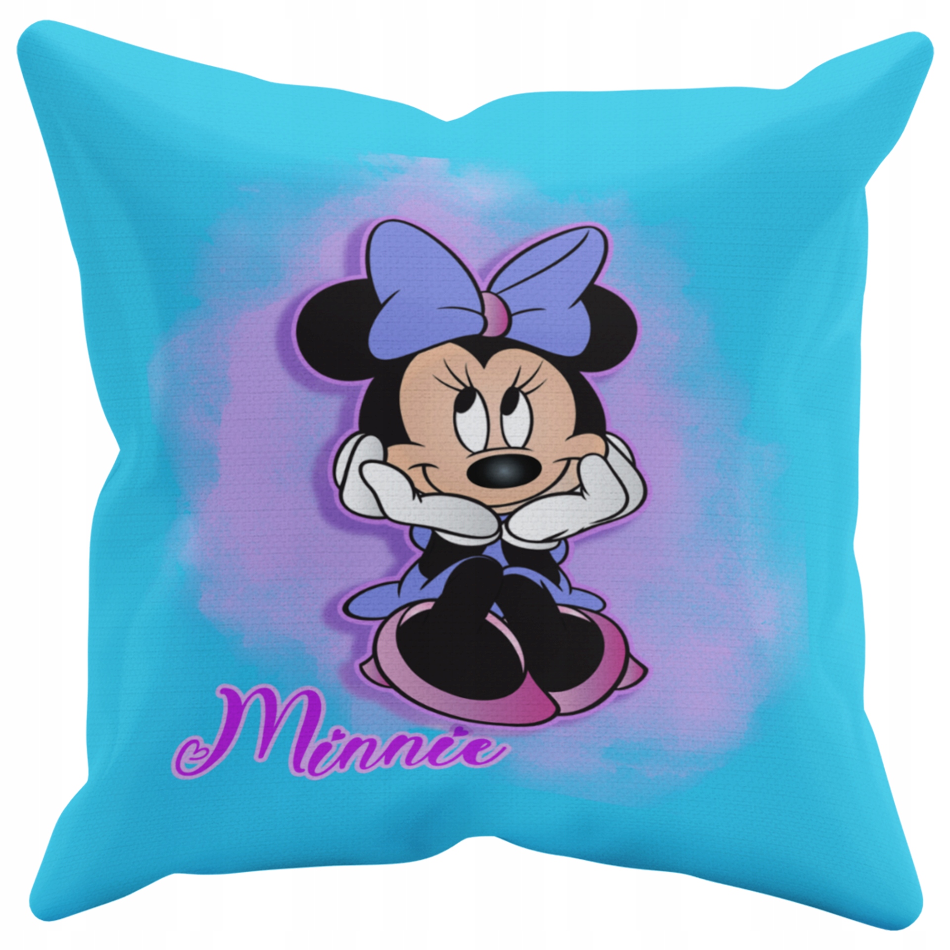POSZEWKA NA PODUSZKĘ JAŚKA DO PRZEDSZKOLA MYSZKA MINNIE + IMIĘ GRATIS Kolor dominujący odcienie niebieskiego