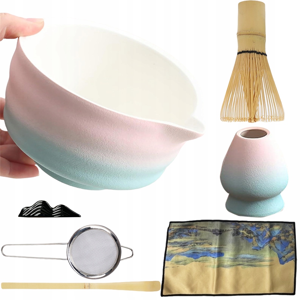 Zestaw Do Matchy 8 Elementowy Z Trzepaczką Sitkiem I Ceramiczną Miseczką