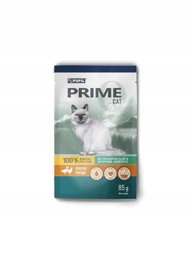 17X Pupil Prime mokré Krmivo pro kočky bohaté na drůbeží maso s kachnou, kapsička 85 g
