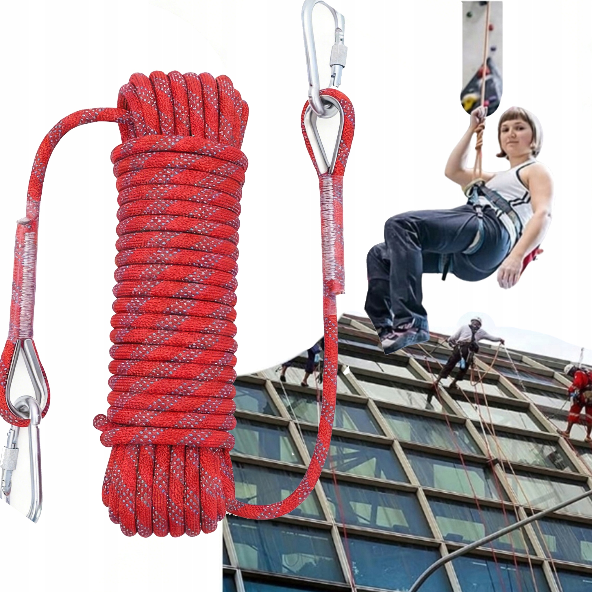 15M Zewnętrzna Wspinaczka Wspinaczkowa Lina 10MM Średnica Udźwig 1200 Kg