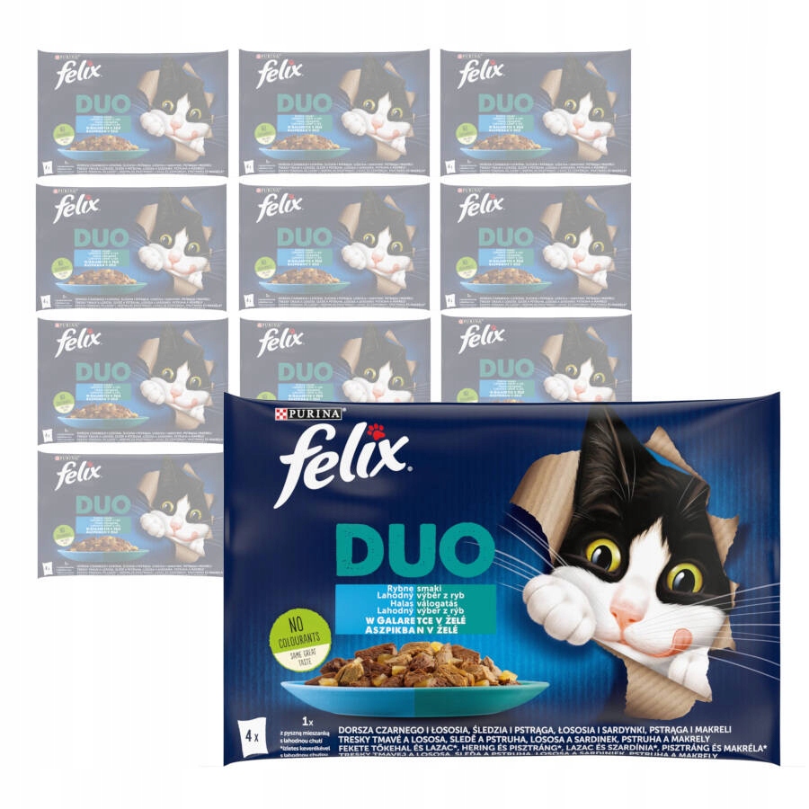 Purina Felix Fantastic Duo Krmivo Pro Kočky Rybí příchutě v želé 48x85 g