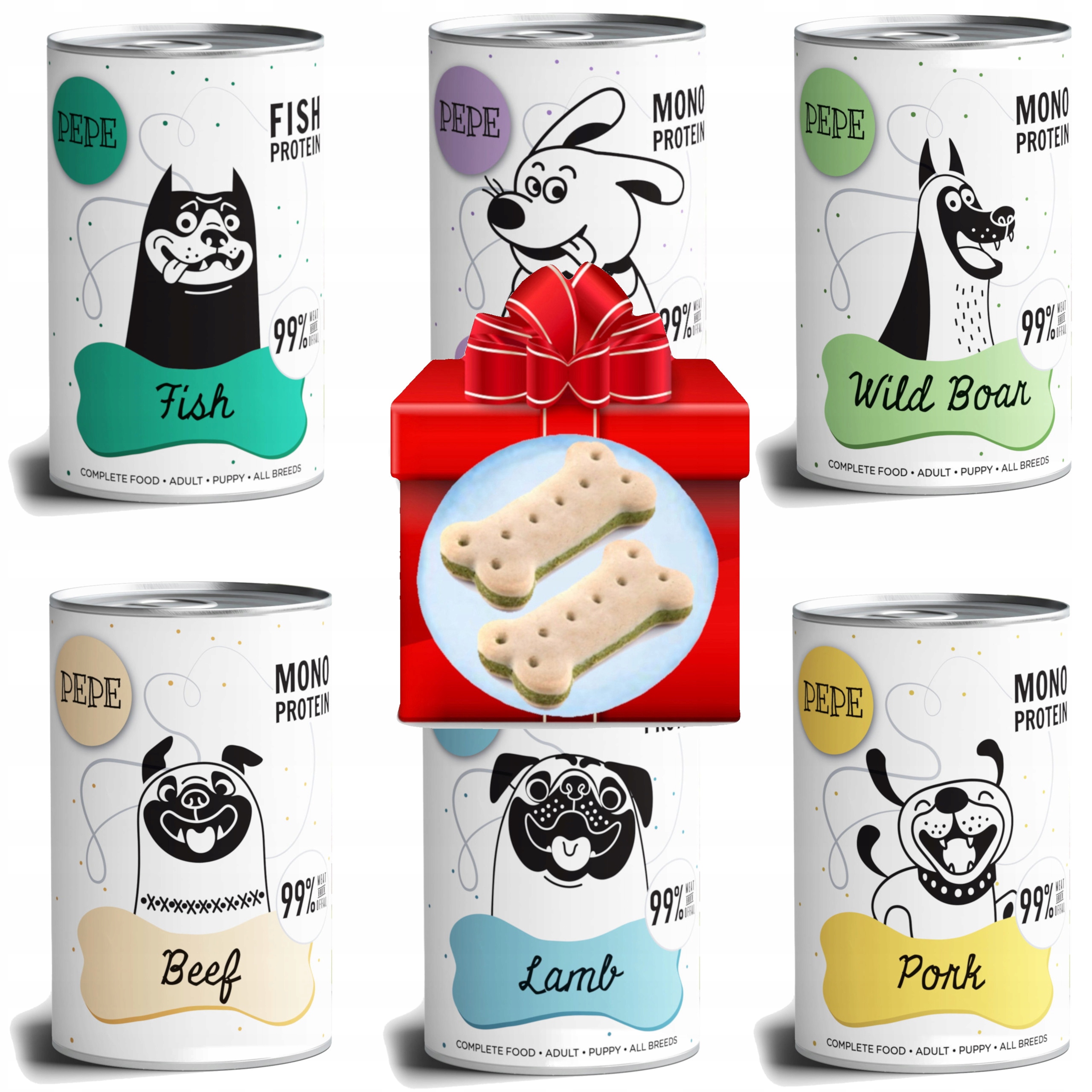 Paka Zwierzaka karma mokra Mono Białkowa mix smak 6x400g+GRATIS