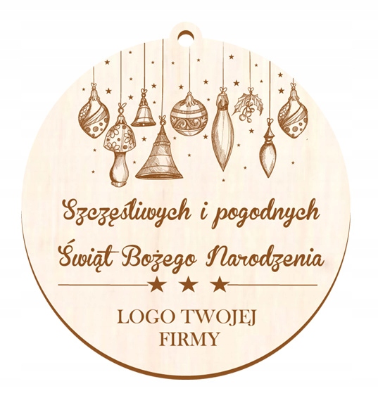 

Firmowa kartka świąteczna bombka magnes Logo
