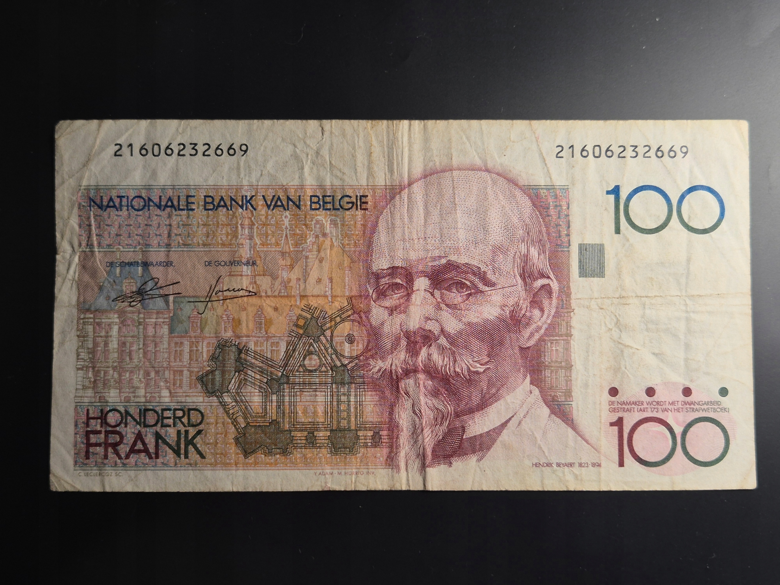 100 franków 1989 Belgia
