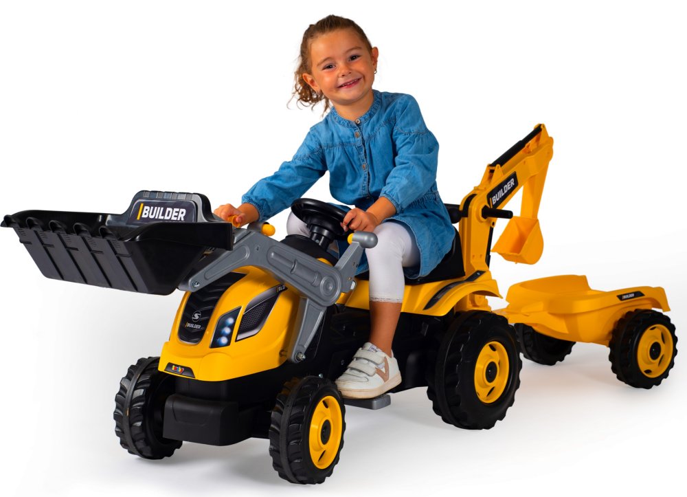 Traktor dla dzieci Builder Max Koparka Łyżka Przyczepa Smoby