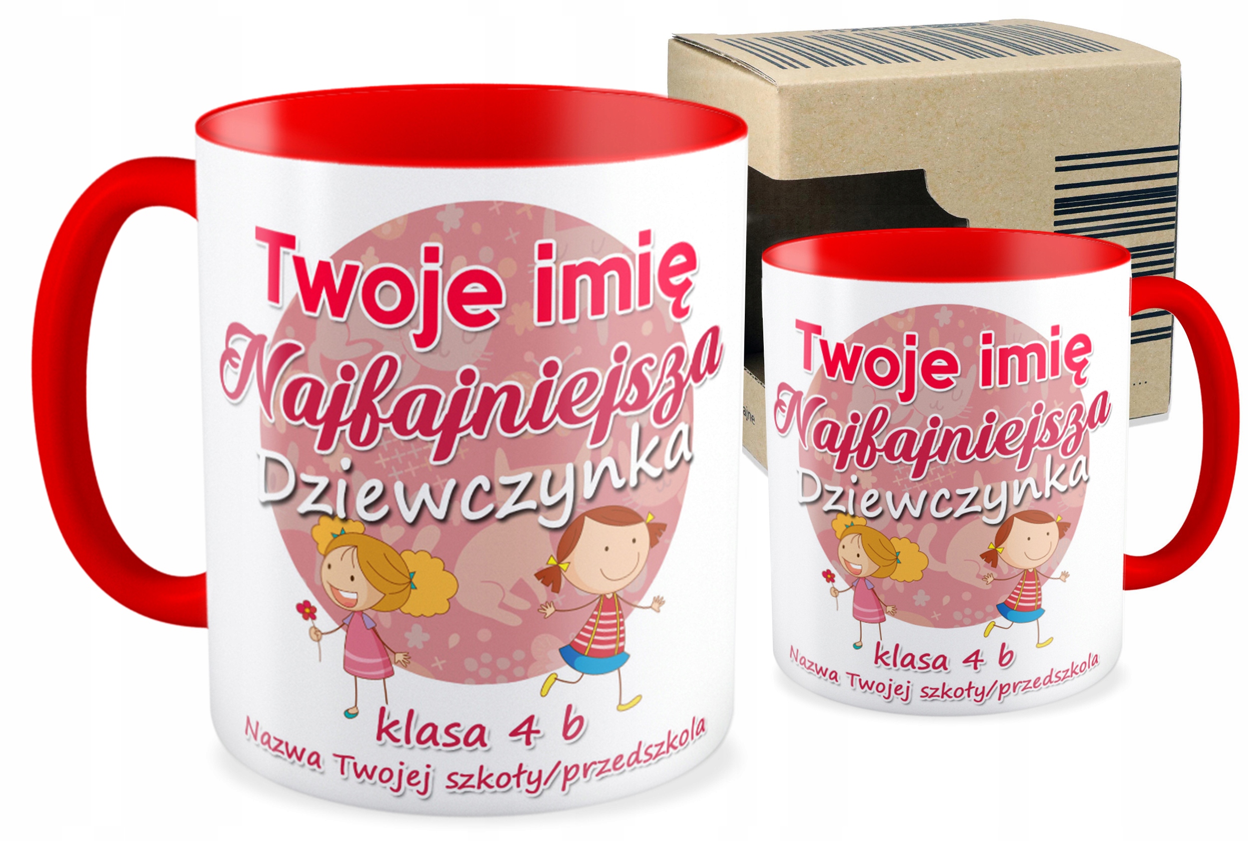 

Kubek czerwony dla Dziewczyny Szkoła Imię Kreator