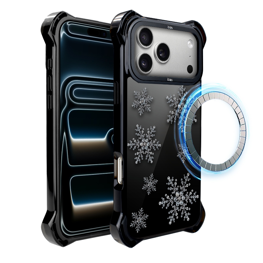 Pouzdro pro iPhone 17 Pro Ibizu DropGuard Ultra s MagSafe, sněhové vločky