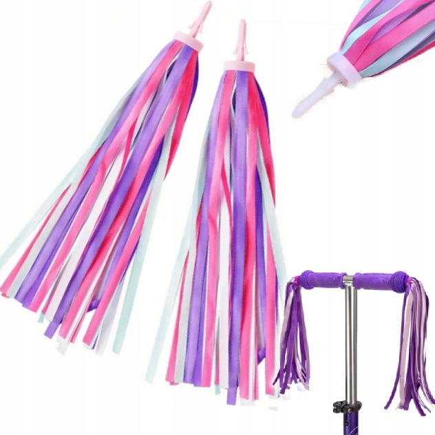 WSTĄŻKI NA KIEROWNICĘ ROWERU HULAJNOGI OZDOBNE TASIEMKI KOLOROWE PASKI 2SZT