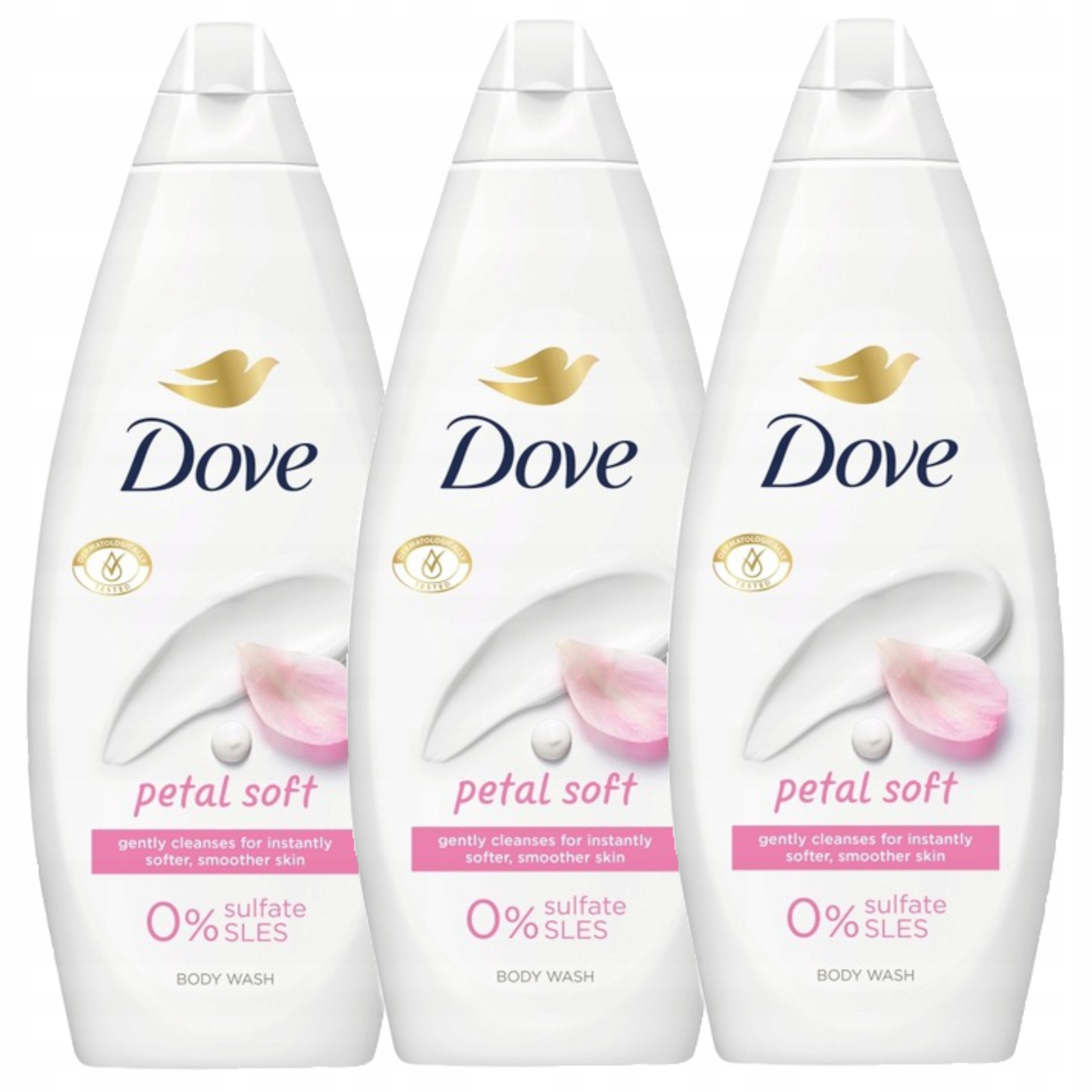 Dove Essential Sprchový Gel Pro Ženy Petal Soft Hydratační 720 ML X3