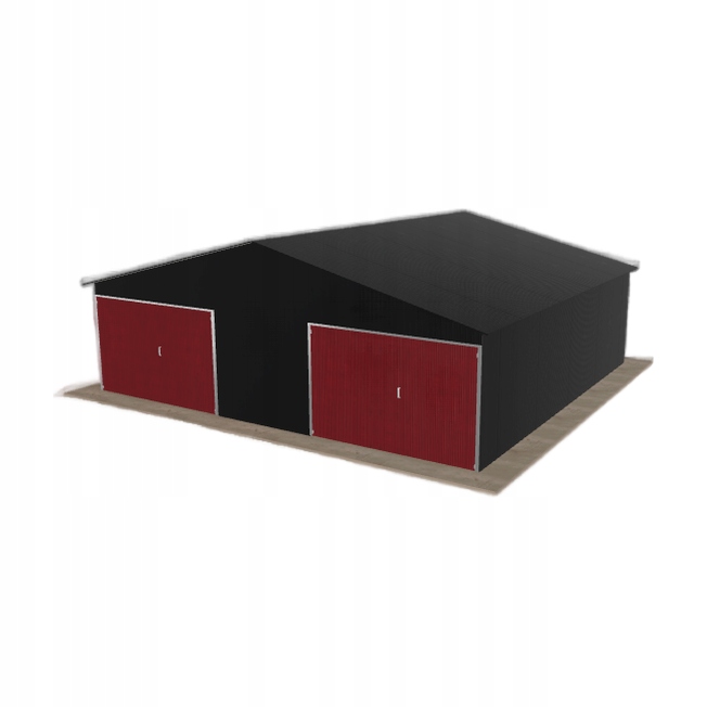 Plechová garáž 8x7.5 m dvoupolohová, dvoupolohová, černá