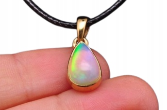 * Ušlechtilý Opál Etiopie Jedinečný Pozlacená Přívěsek Stříbro 925 Č. 3 *