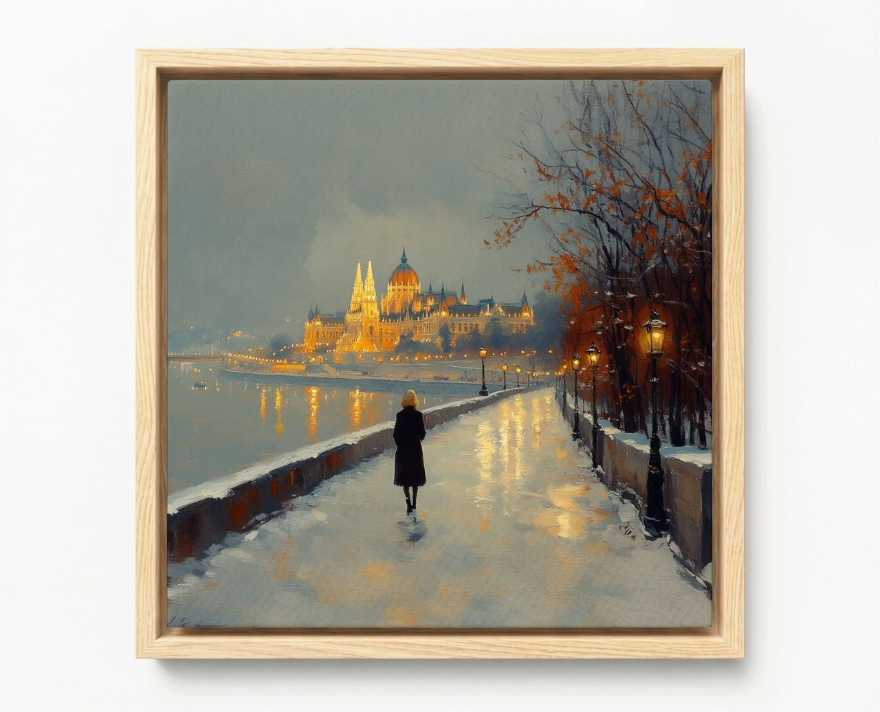 Obraz Rama American Box Budapešť Zima Parlament Lucerny Dunaj 40x40