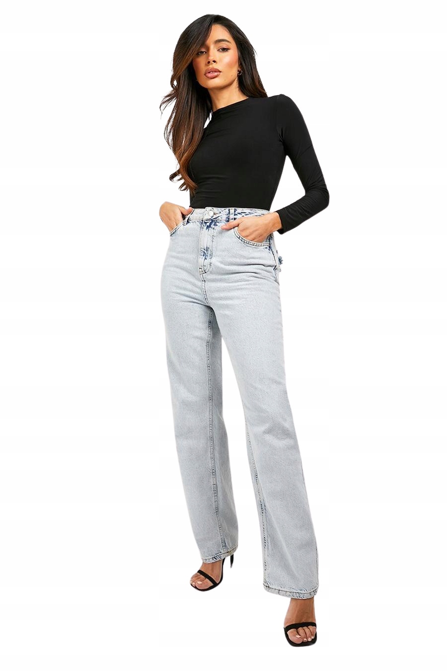 W15112 *BOOHOO CZARNE DOPASOWANE BODY DŁUGI RĘKAW XXL