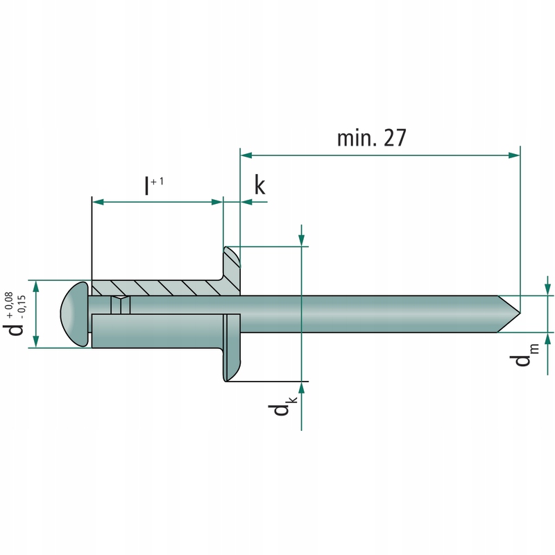 Уп. 250 заклепки с плоской головкой 6, 4x30
