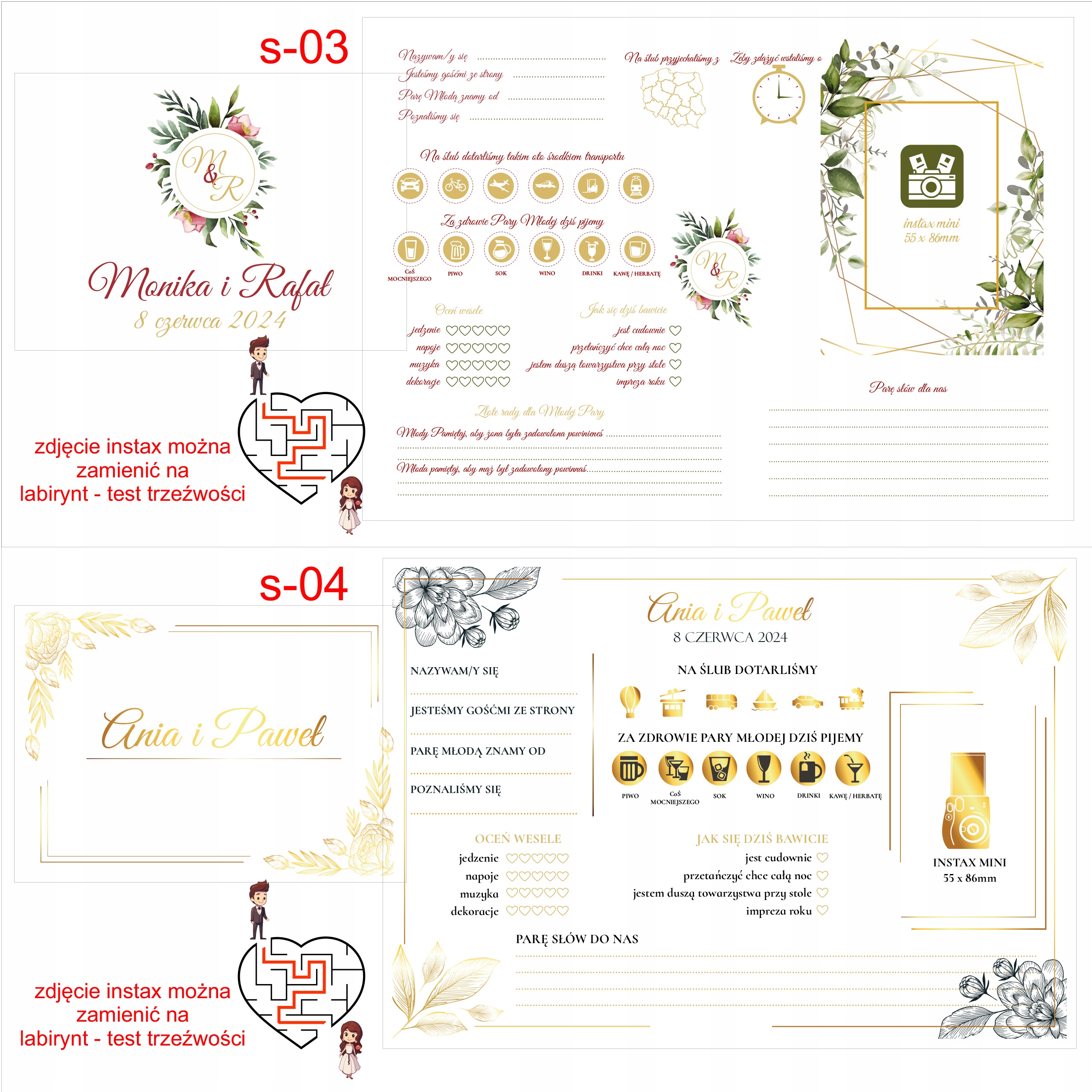 KSIĘGA GOŚCI Z ANKIETAMI NA ŚLUB WESELE DREWNIANA PERSONALIZAWANA PAMIĄTKA Szerokość produktu 31 cm