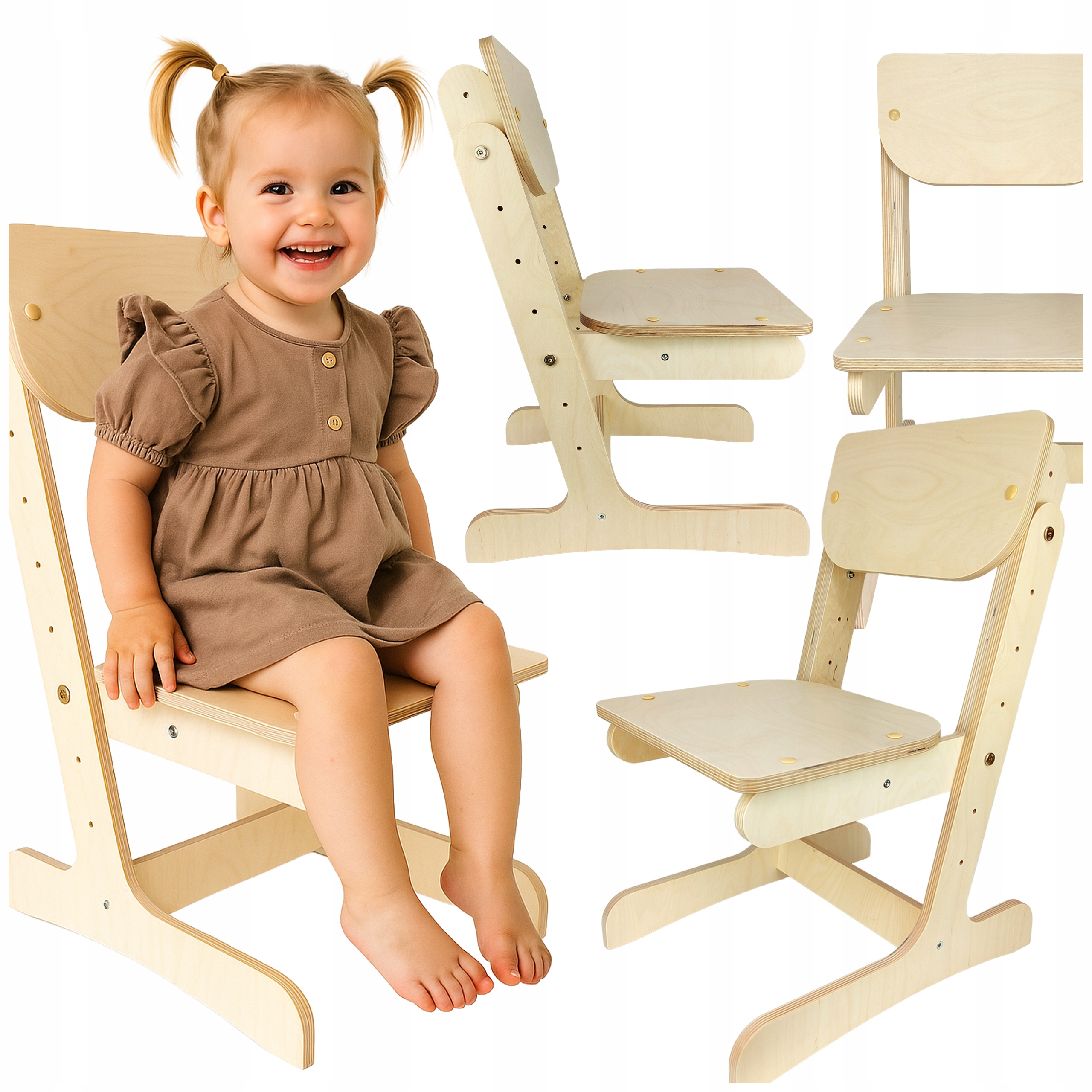 Dětská židlička dřevěná, nastavitelná k psacímu stolu Hracího koutku do pokoje