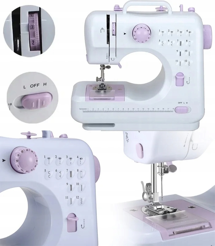 Mini Šicí Stroj S 12 Stehy Pro Začátečníky, Dvoujehlový